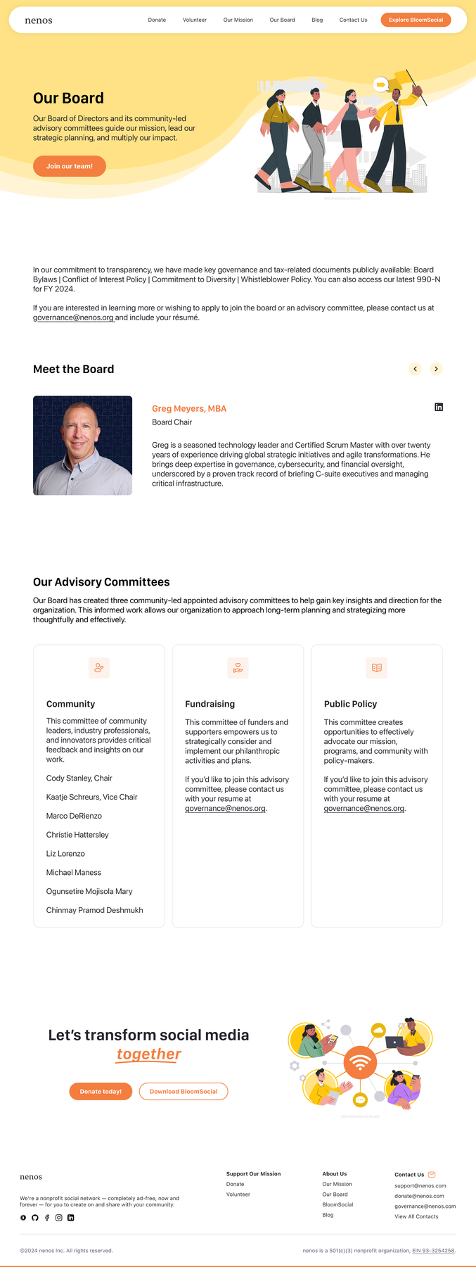 Final board members page design